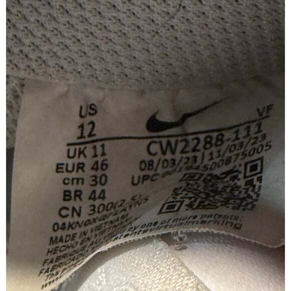 Nike Air Force 1 Low Triple White Clean Classic Sneakers, CW2288-111, Men\'s 12 main image 7